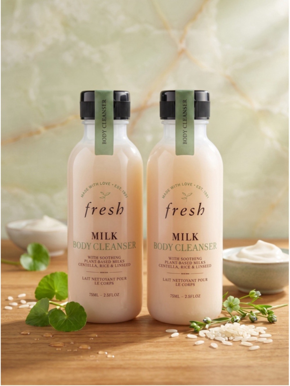 New Sealed Fresh Milk Body Cleanser 2.5floz Soothing Plant Based Travel Duo
